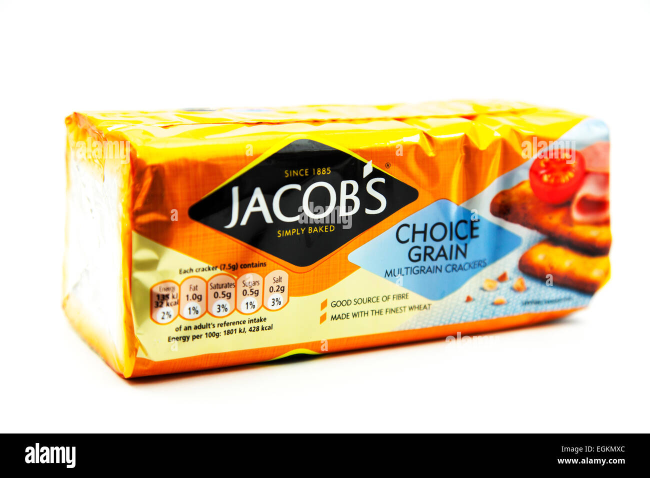 Jacob Jacobs craquelins multigrains crème paquet pack produit découpe découpe logo fond blanc copie espace isolé Banque D'Images