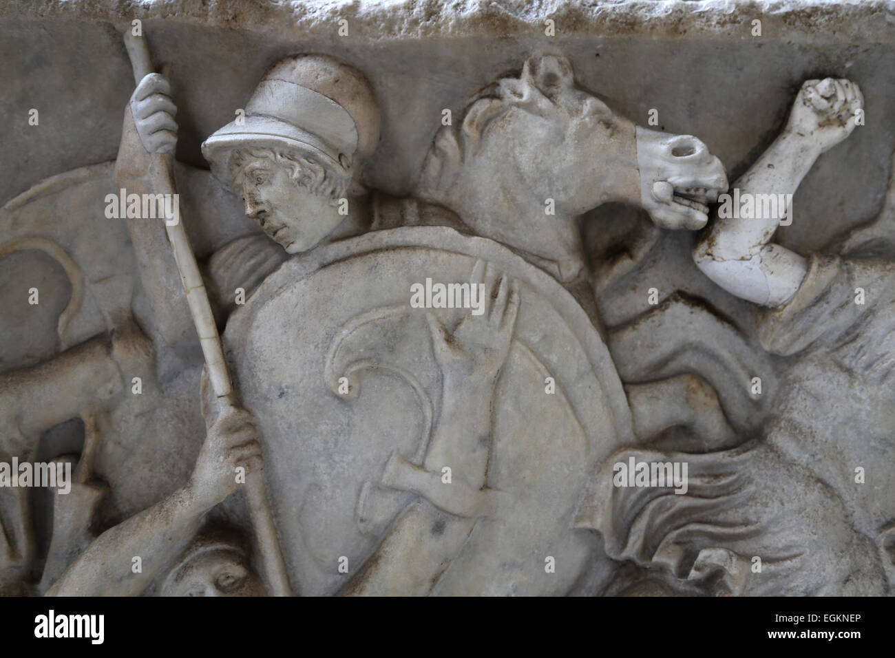 Époque Romaine. Soulagement de la bataille d'Amazon. Musées du Vatican. Banque D'Images