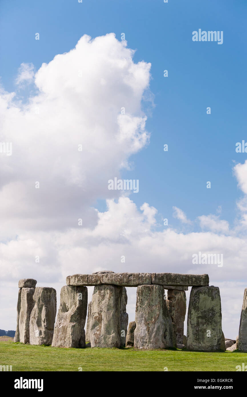 Ancien monument préhistorique de Stonehenge près de Salisbury, Angleterre - UNESCO - l'espace pour le texte Banque D'Images