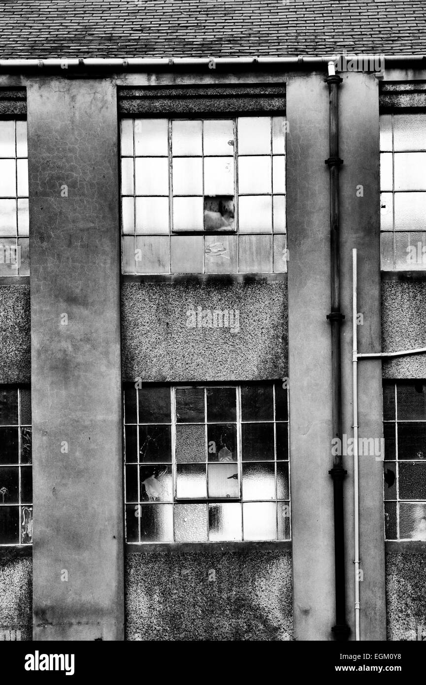 Bâtiment industriel à l'abandon à Selkirk, Scottish Borders, Scotland. Monochrome Banque D'Images