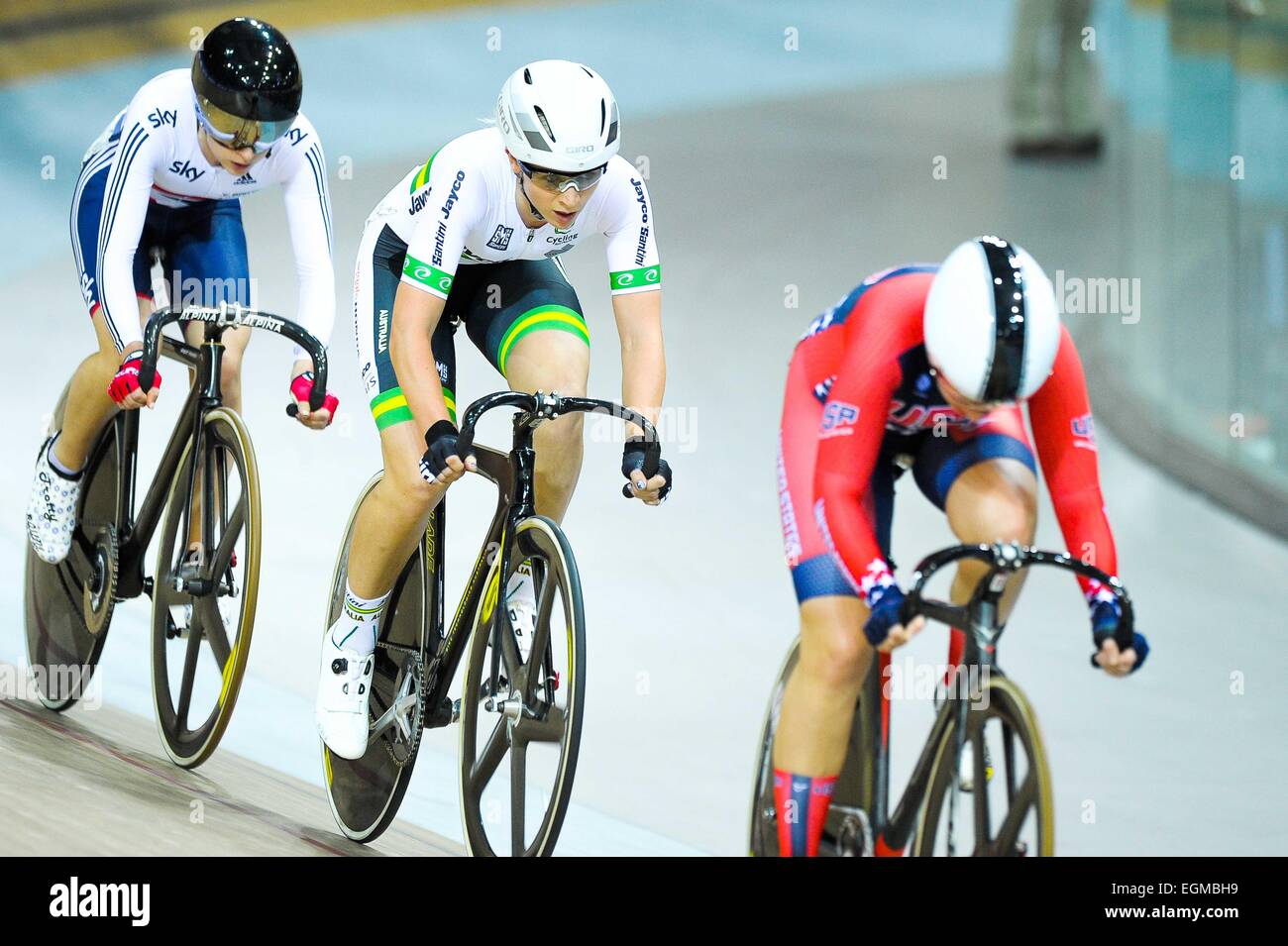 Annette Edmondson - 22.02.2015 - Championnats du Monde 2015 de Cyclisme sur piste - Saint Quentin en Yvelines.Photo : André Ferreira/Icon Sport Banque D'Images