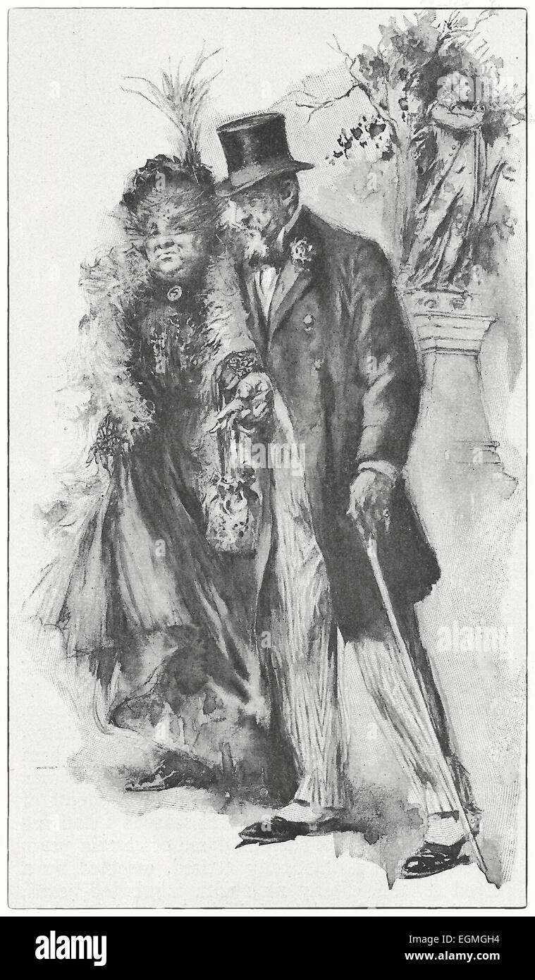 Messieurs plus âgés et dame de sortir, vers 1916 W M Berger Banque D'Images