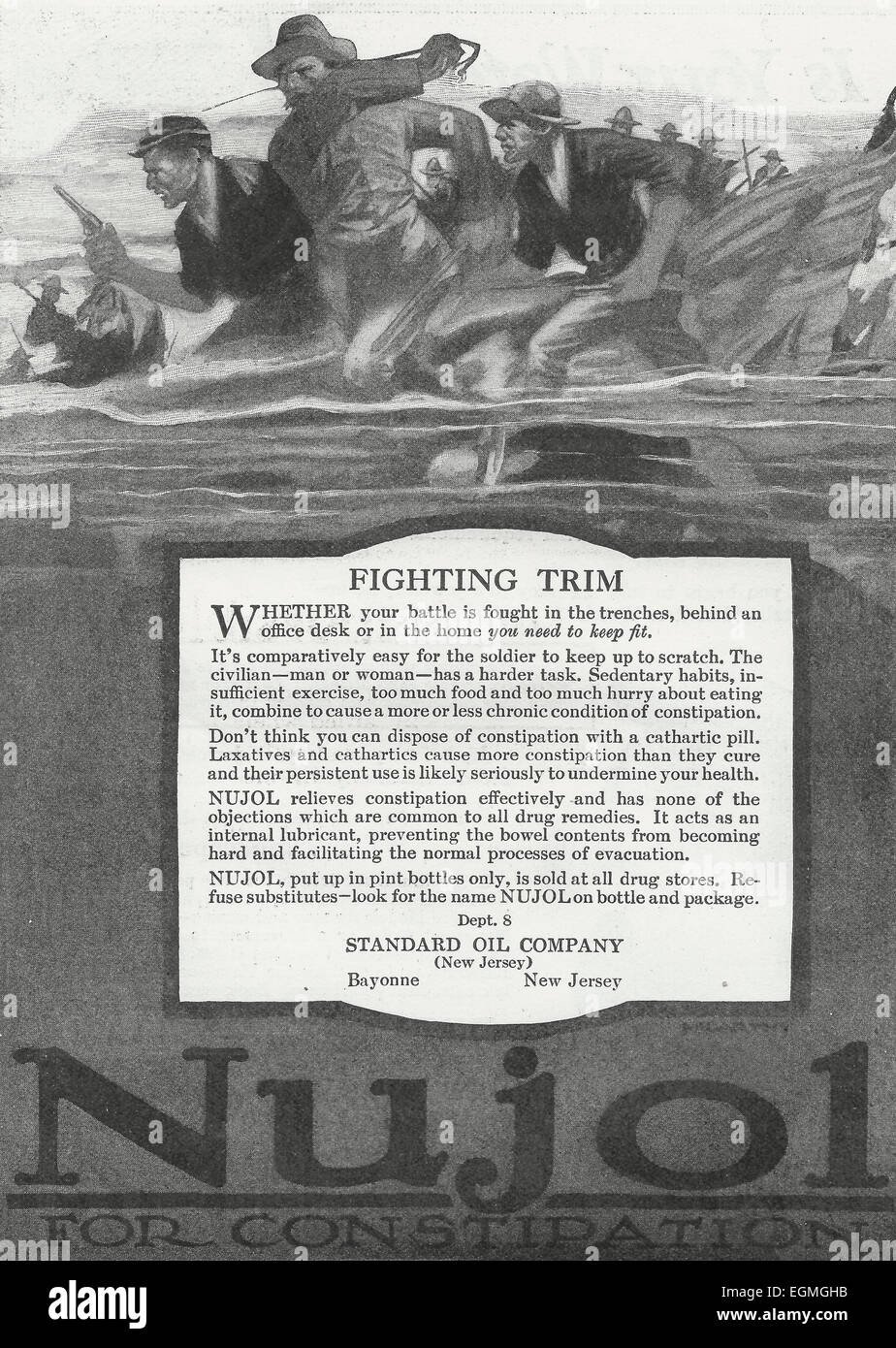 Le Nujol - Anti constipation annonce, vers 1916 Banque D'Images