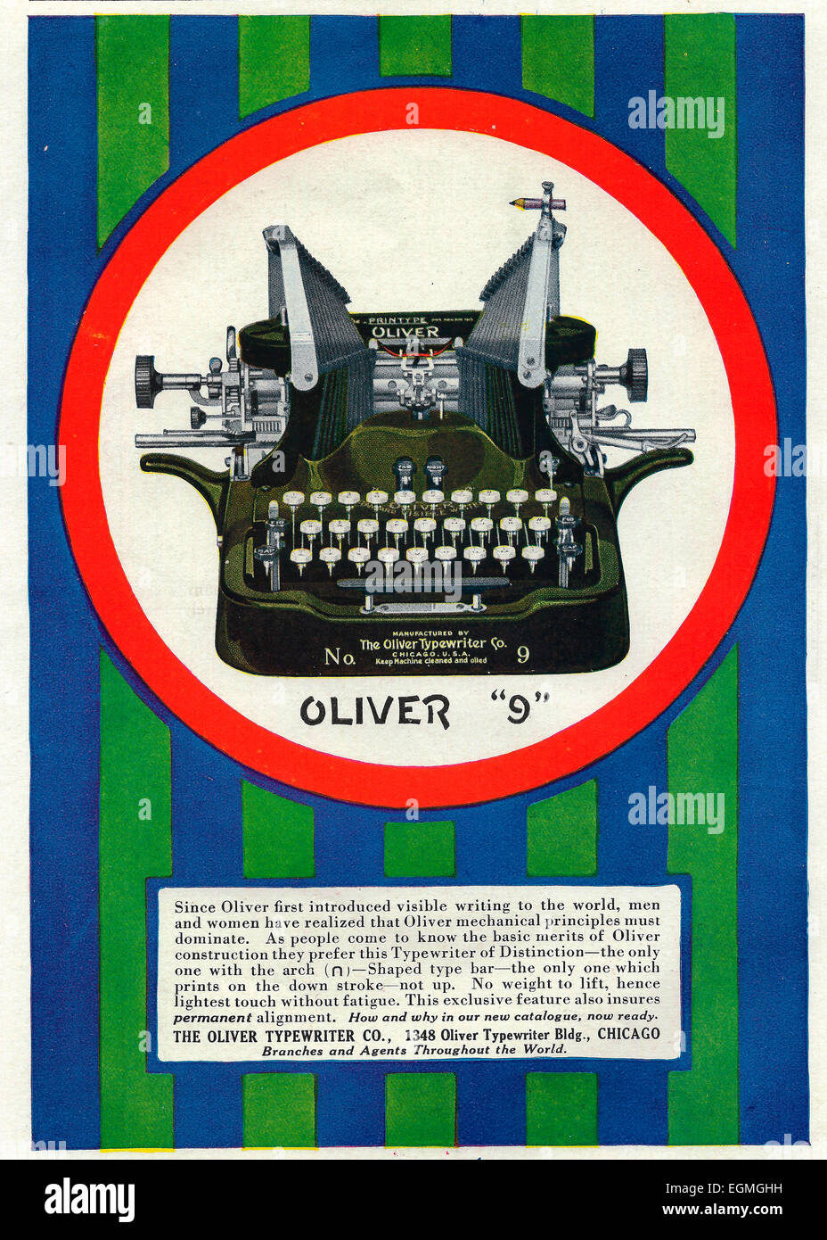 Publicité pour Oliver 9 machine à écrire manuelle- 1916 Banque D'Images