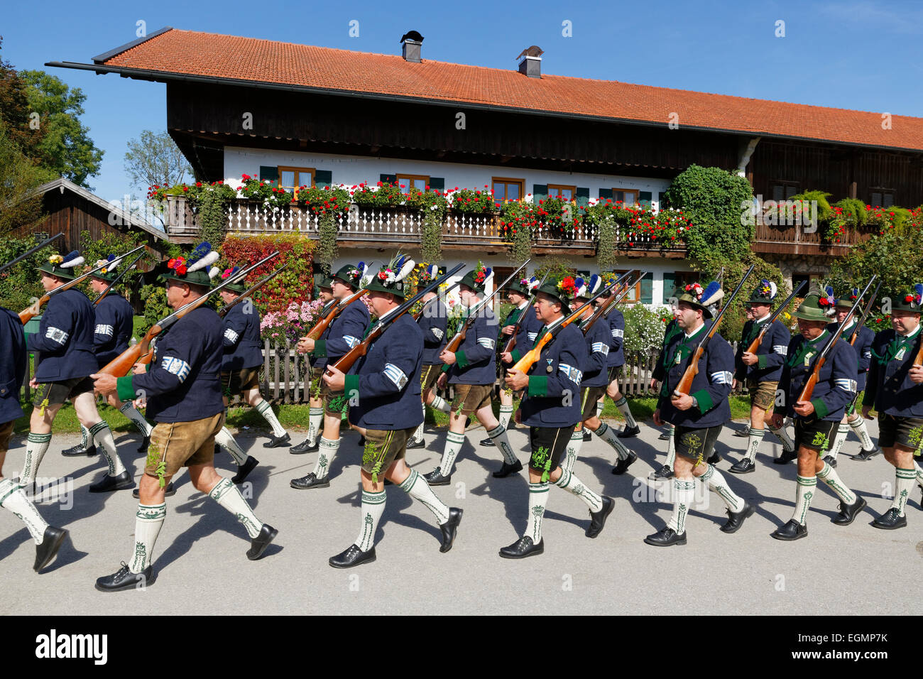 Michaelmas procession, Gaissach, Isarwinkel, Haute-Bavière, Bavière, Allemagne Banque D'Images