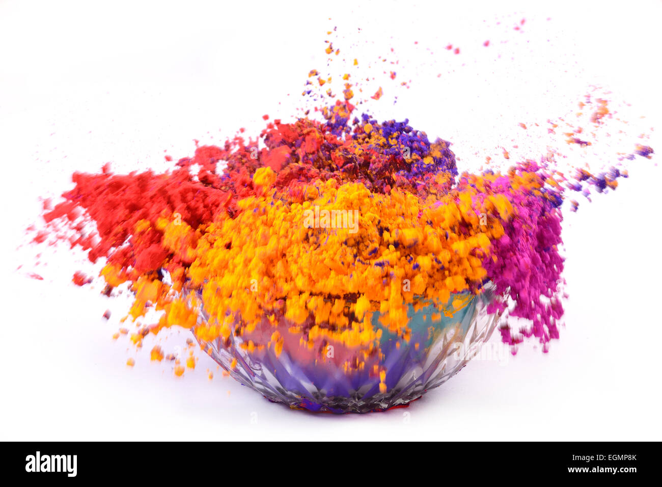 Poudre de Holi dans beaucoup de couleurs. Banque D'Images