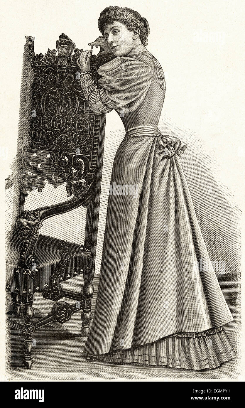 Victorian woman fashion illustration circa 1895 Banque D'Images