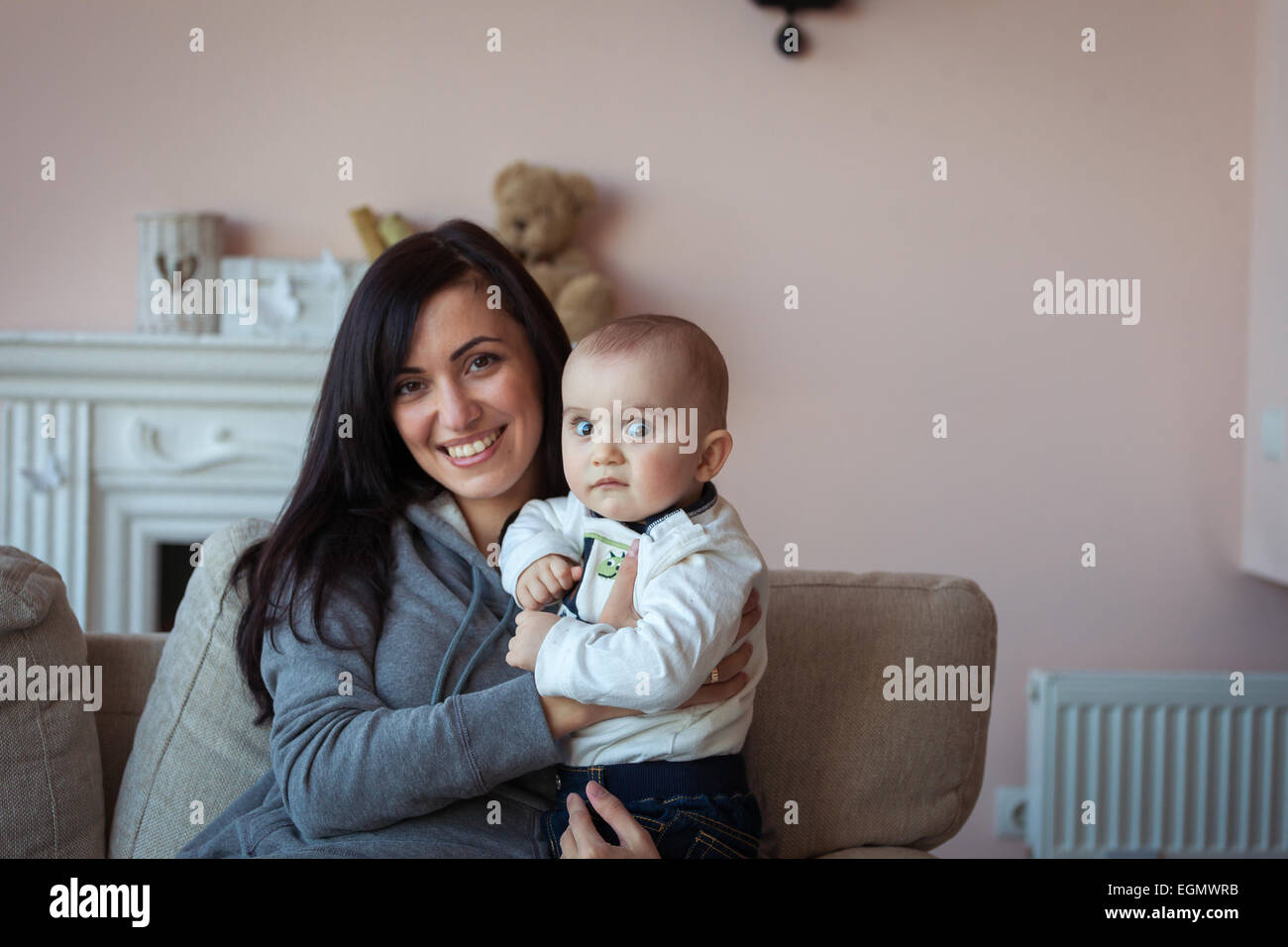 Mother with baby boy Banque D'Images