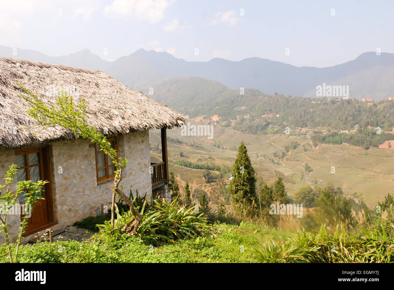 Moc Chau en ville matin le 26 mars 2015, dans la province de Son la, Vietnam Banque D'Images