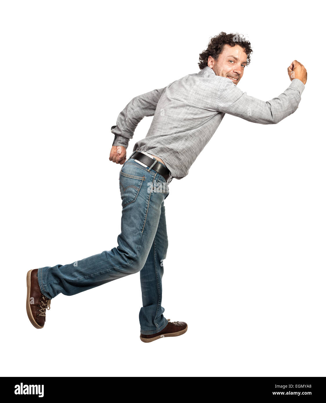 Homme courant isolé sur fond blanc Banque D'Images