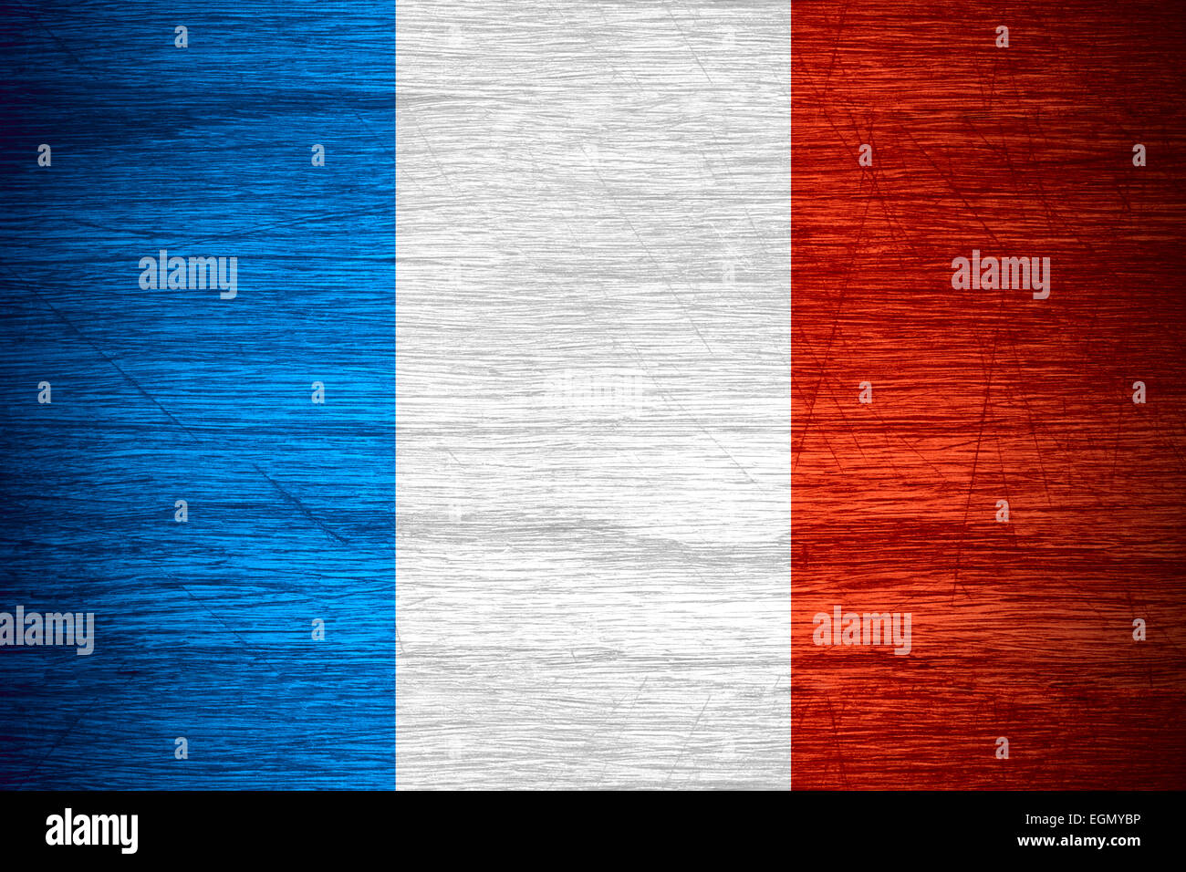 Drapeau de la France ou en français la bannière sur la texture en bois ...