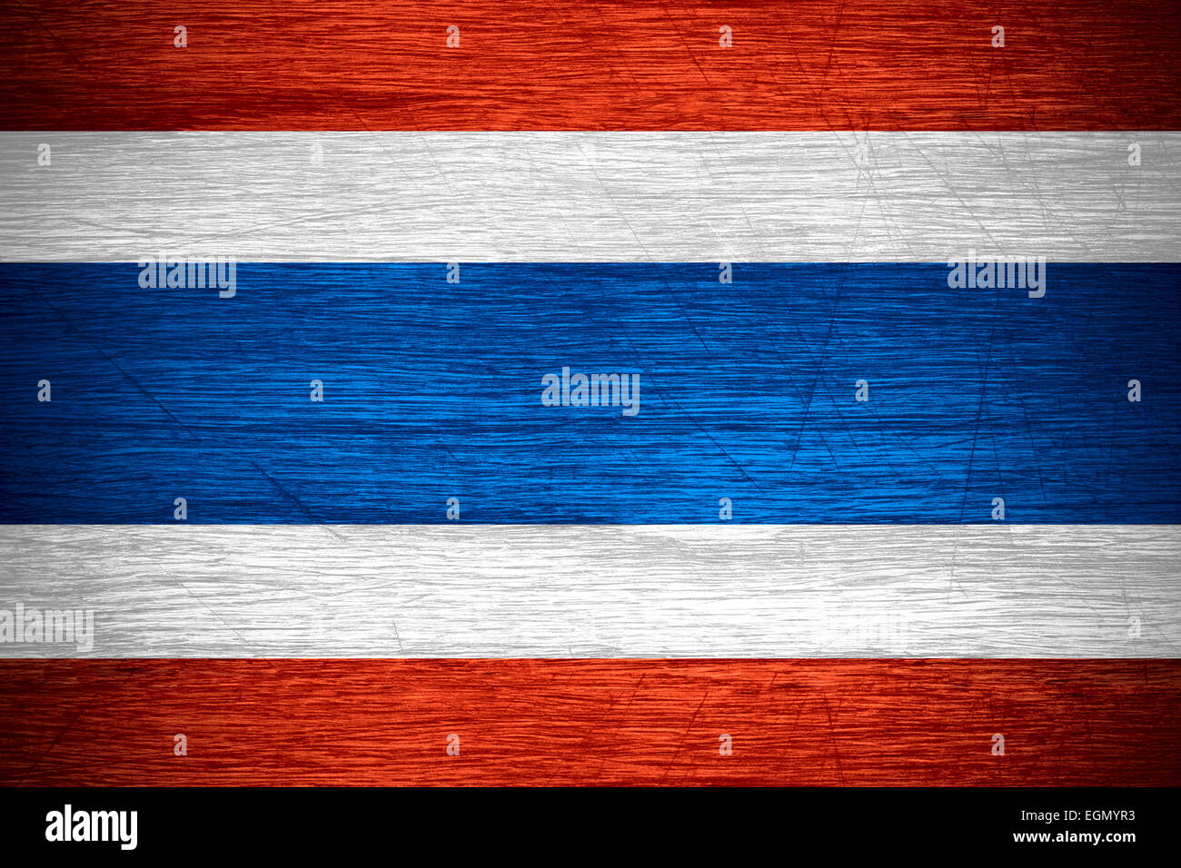 Drapeau Thaïlande Thai ou bannière sur la texture en bois Banque D'Images