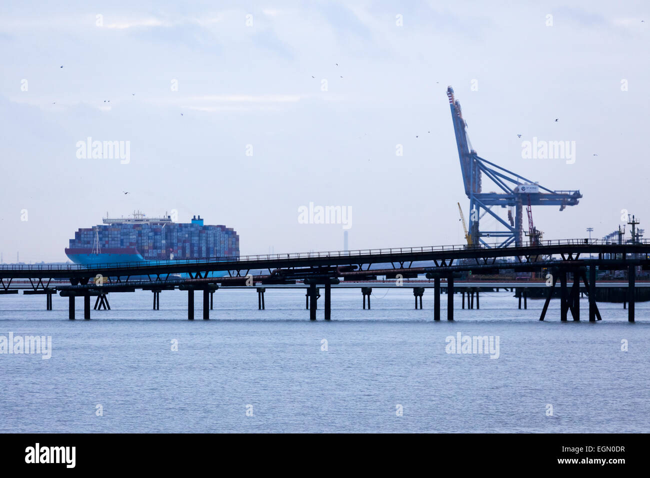 Maersk Munkebo quitter Londres Gateway Banque D'Images