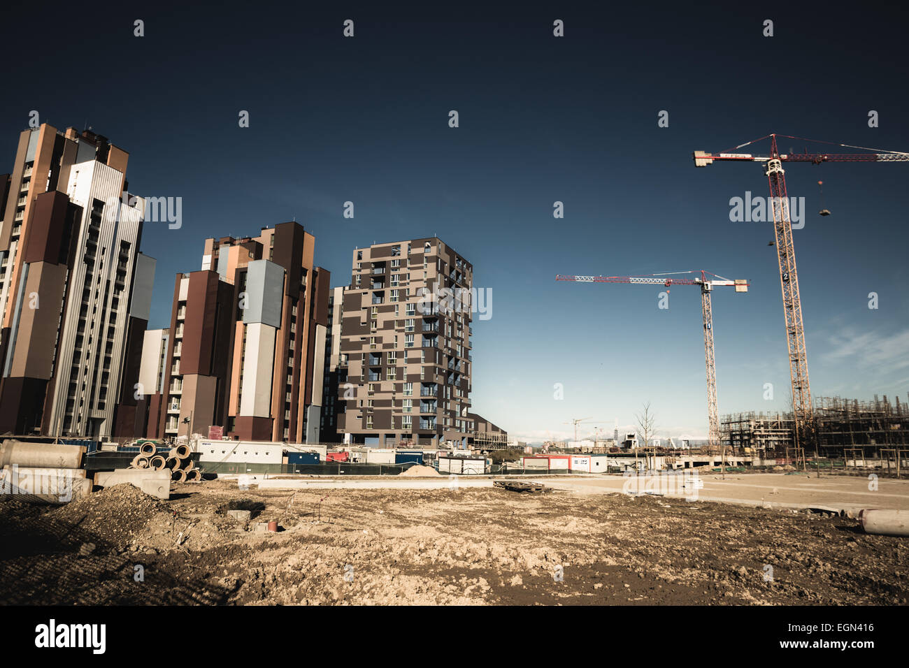 Les chantiers de l'Expo 2015 Banque D'Images