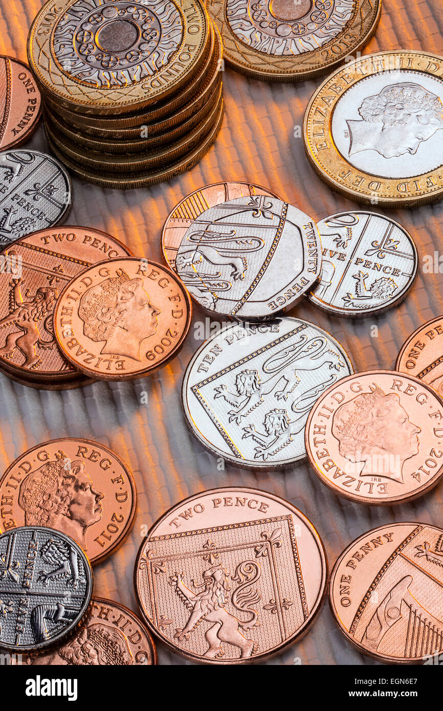 Sélection de pièces de monnaie britanniques - Royaume-Uni Banque D'Images
