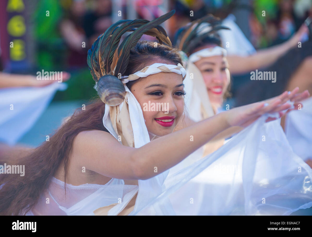 Les spectacles de danse folklorique Tahitienne au Nouvel An chinois qui a eu lieu à Las Vegas Banque D'Images