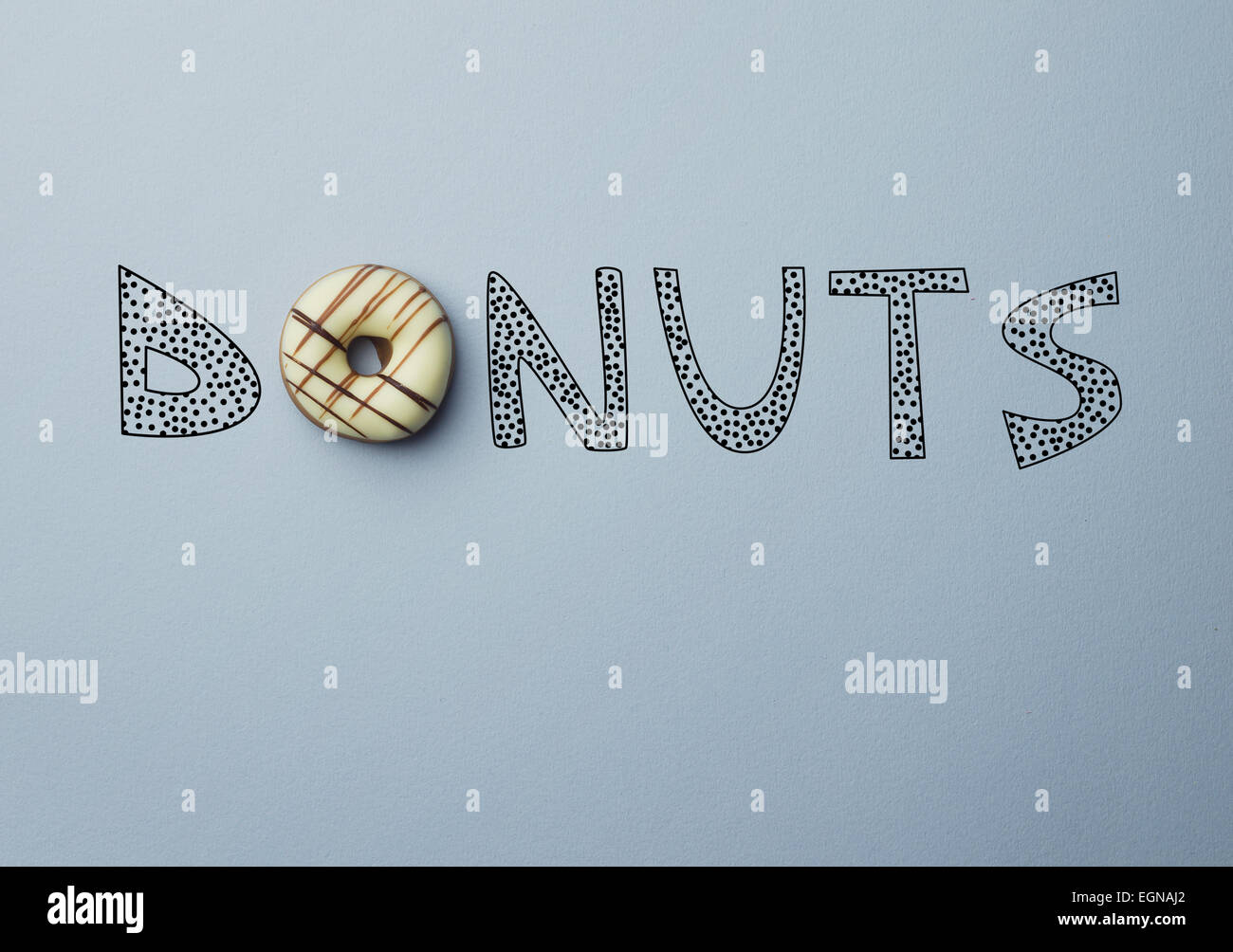 Donut avec un texte doodle « donuts' concept Banque D'Images