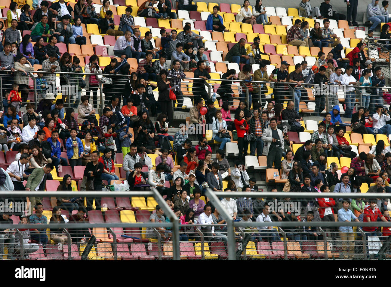 Fans dans une tribune sur le Circuit International de Shanghai Banque D'Images
