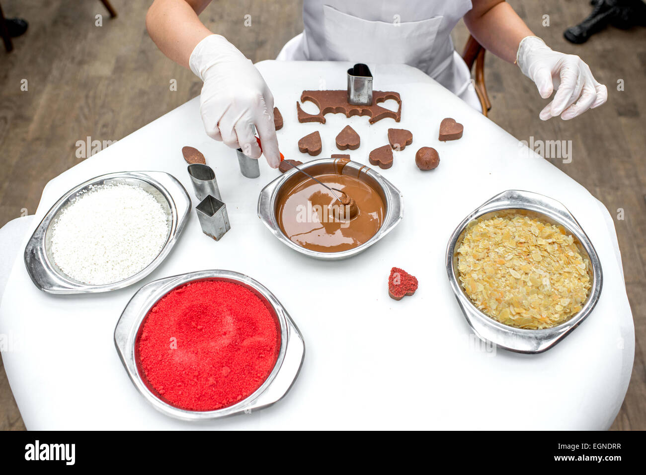 La fabrication du chocolat candy Banque D'Images