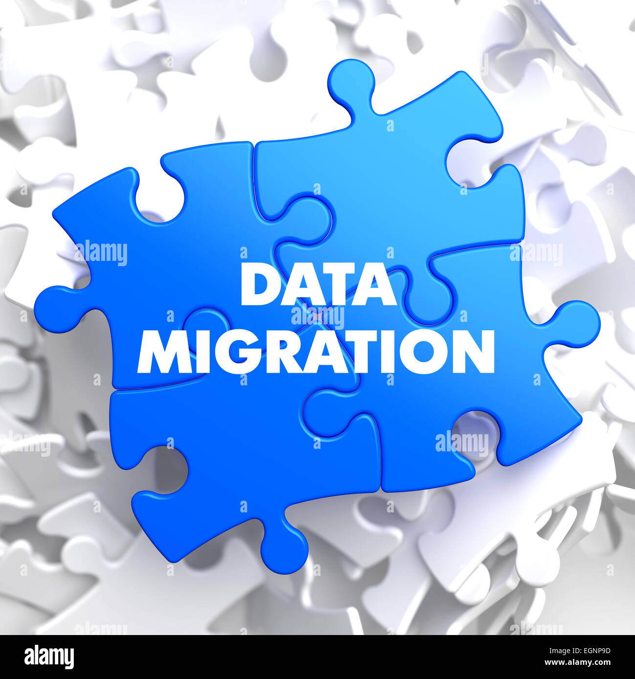 La migration des données sur Puzzle bleu. Banque D'Images