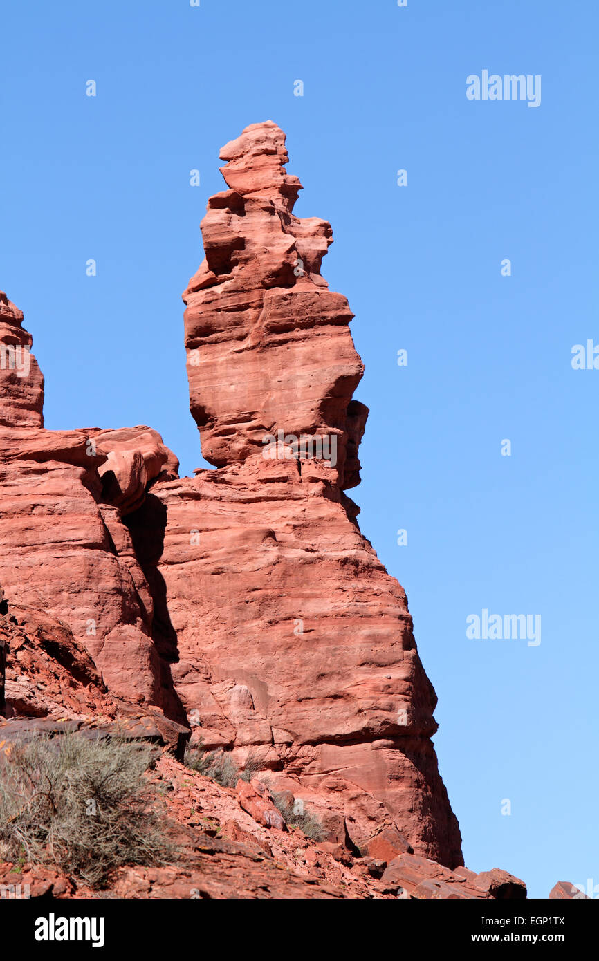 Des formations de roche de grès de hauteur dans le Parc national Talampaya, La Rioja, Argentine Banque D'Images