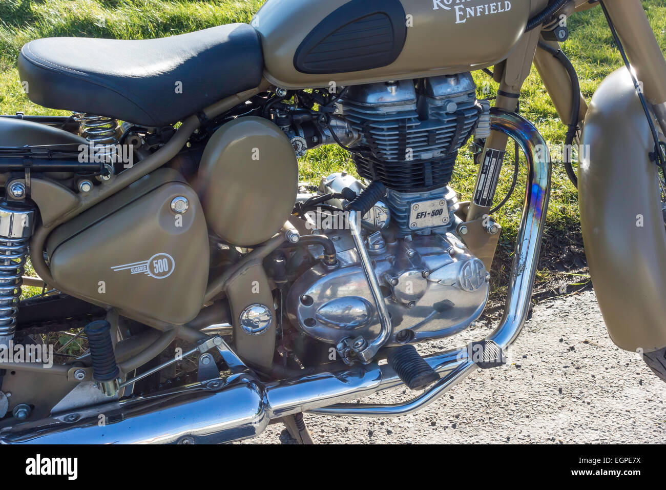 Détail du moteur Royal Enfield classic 500cc moteur monocylindre randonnée Banque D'Images