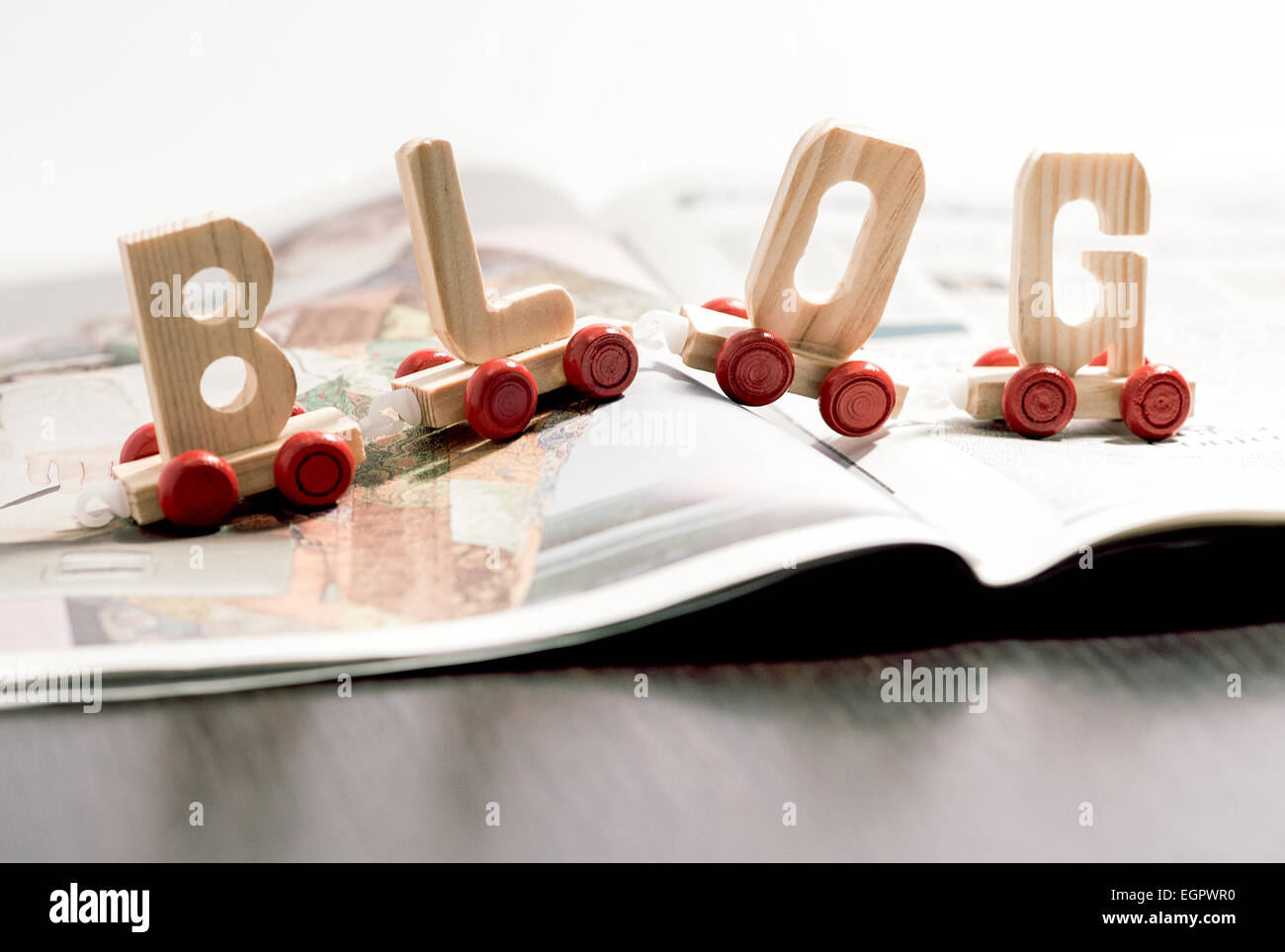 Word - Blog - en lettres en bois Banque D'Images