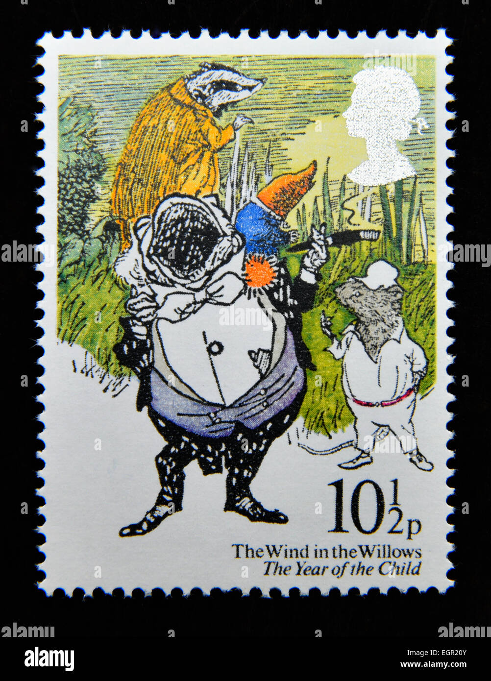 Timbre-poste. La Grande-Bretagne. La reine Elizabeth II. 1979. Année internationale de l'enfant. Illustrations de livres pour enfants. Banque D'Images