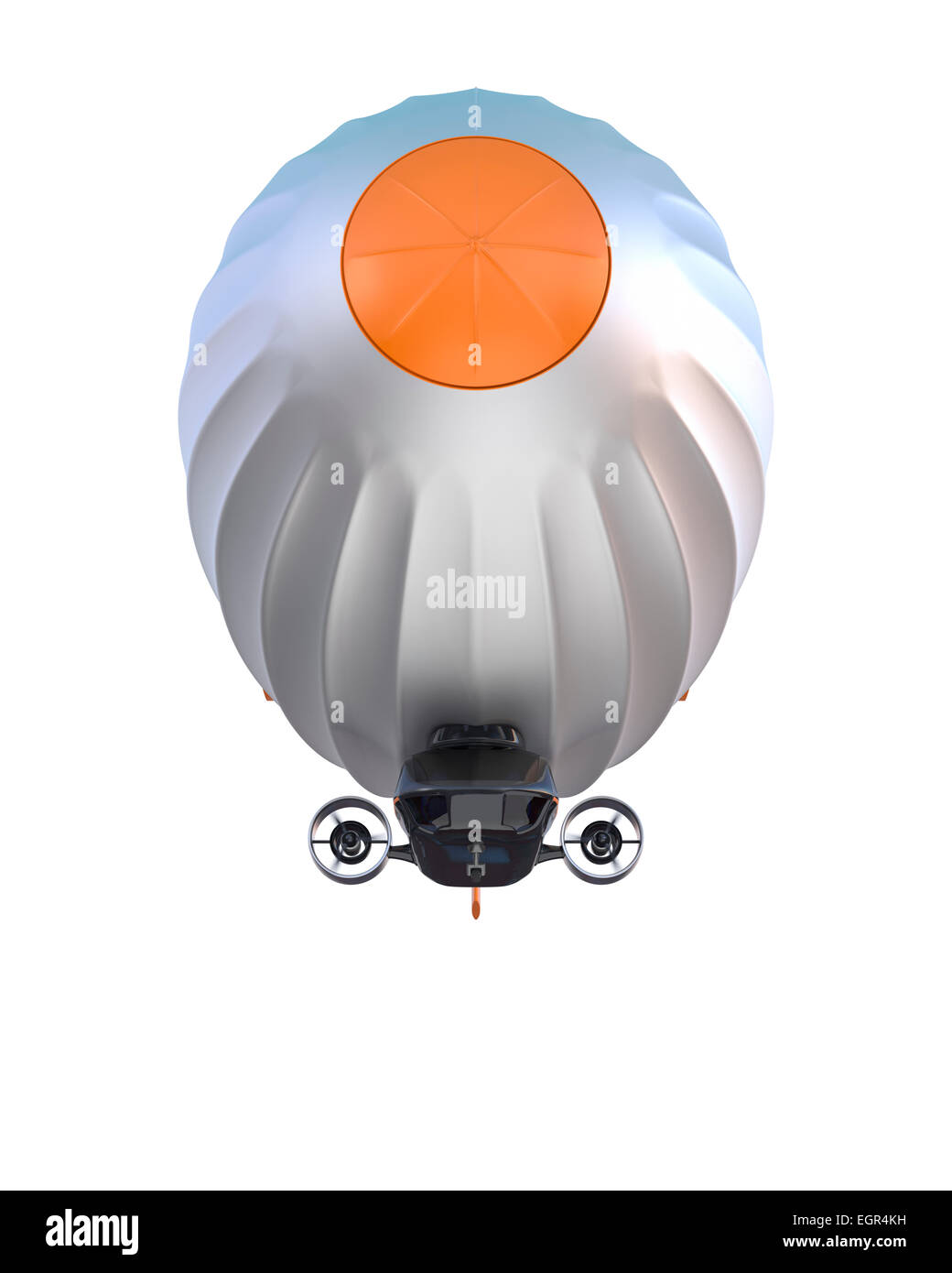 Vue avant du dirigeable d'argent. Chemin de découpe disponible. Banque D'Images