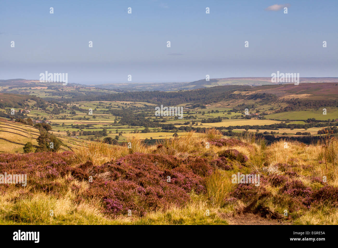 La vue que le promeneur voir comme ils viennent à la route au-dessus, dans la ligne de of Glaisdale dale vers Whitby, North Yorkshire, UK . Banque D'Images