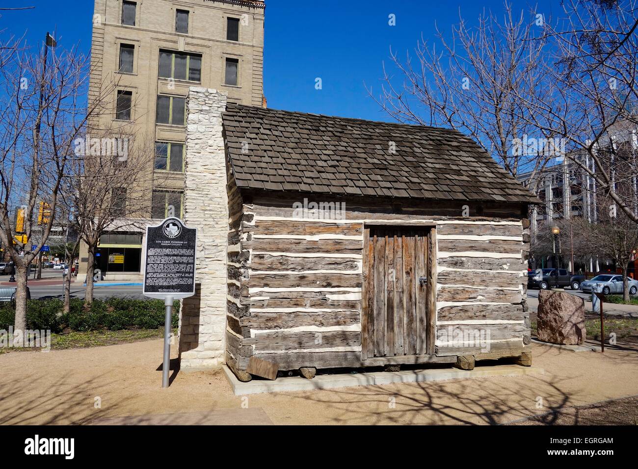 Pioneer log cabin. Dallas, Texas Banque D'Images