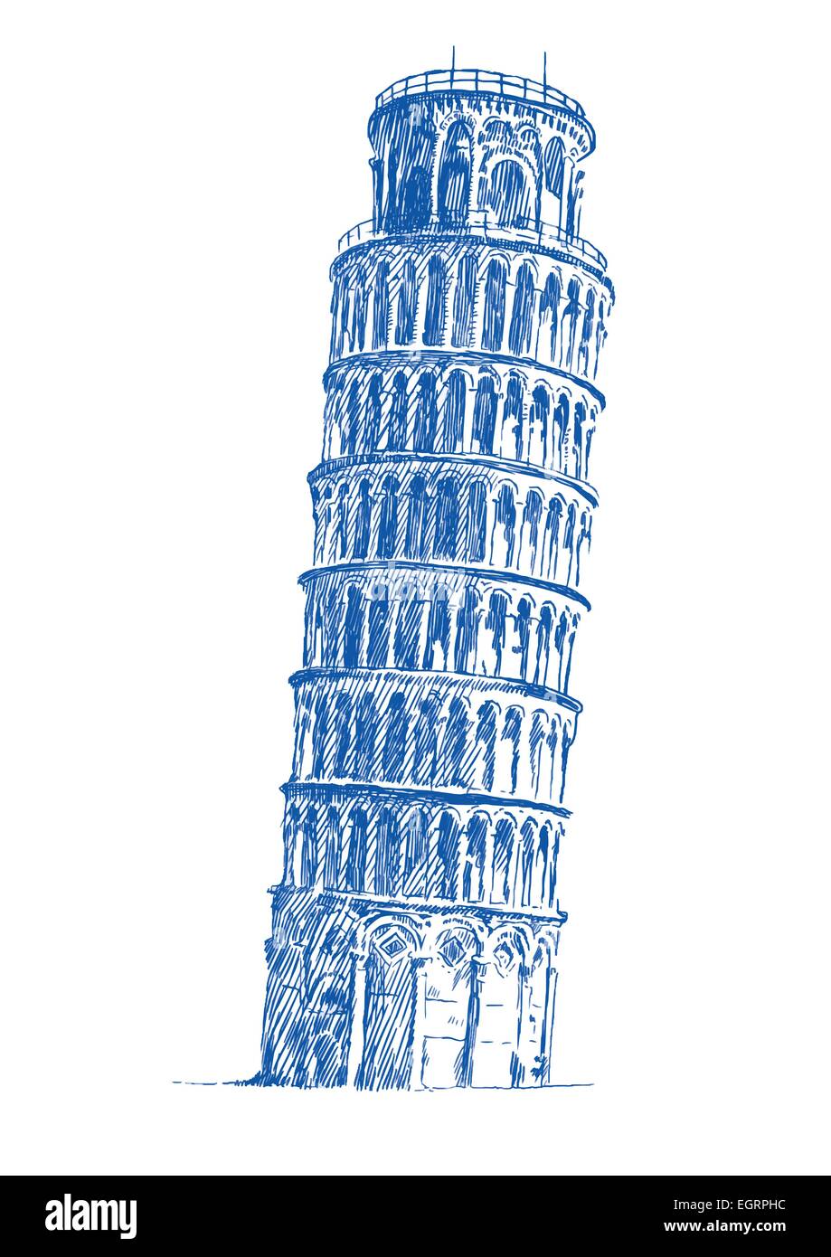 Une illustration à la main - Tour de Pise Illustration de Vecteur