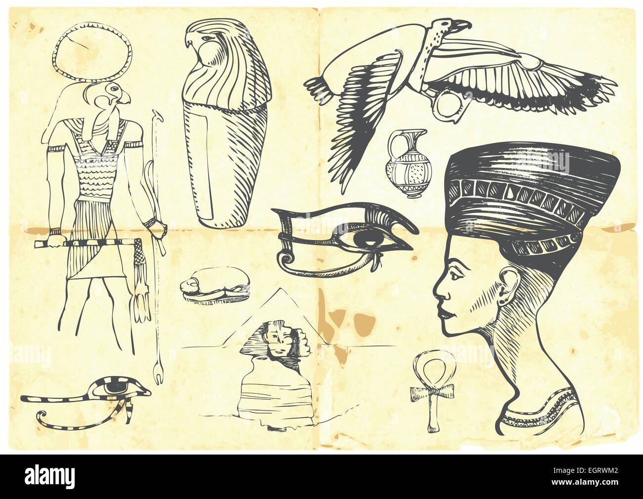 Une part attirer l'illustration - marqueur noir (technique) - collection égyptienne Illustration de Vecteur