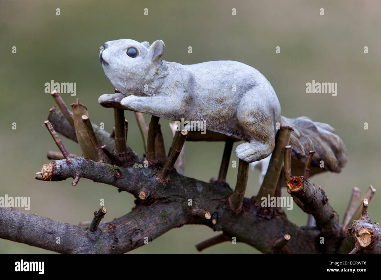 Écureuil figurine sur une branche Banque D'Images
