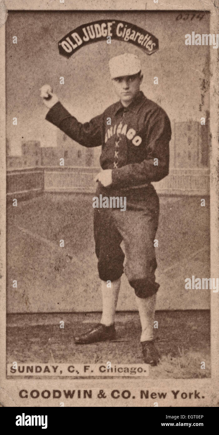 Billy Sunday, Chicago bas blancs, baseball, vers 1888 portrait de carte Banque D'Images