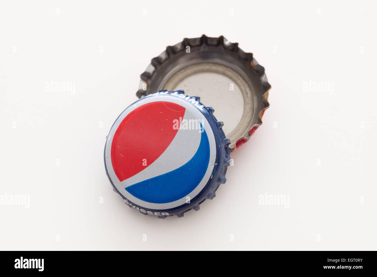 Une capsule de bouteille de Pepsi Pepsi (capsules de bouteille). Banque D'Images