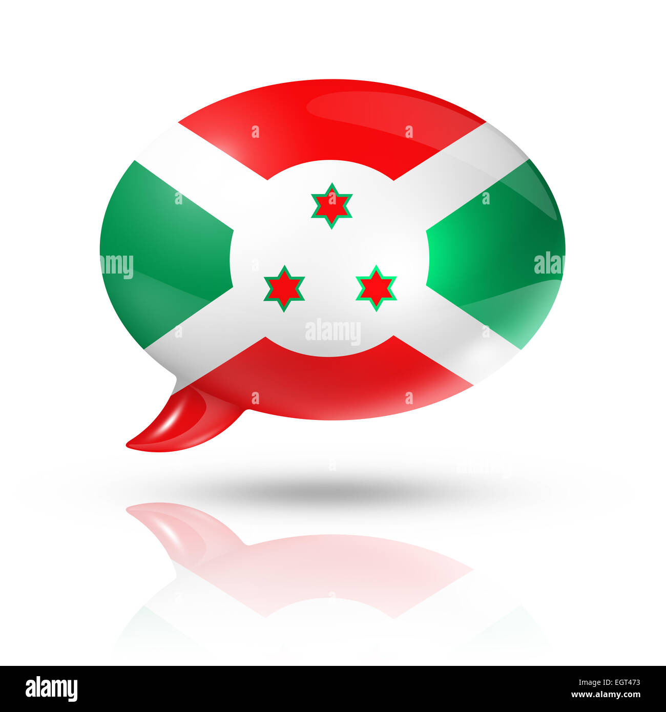 Trois dimensions Burundi drapeau dans un speech bubble isolated on white with clipping path Banque D'Images