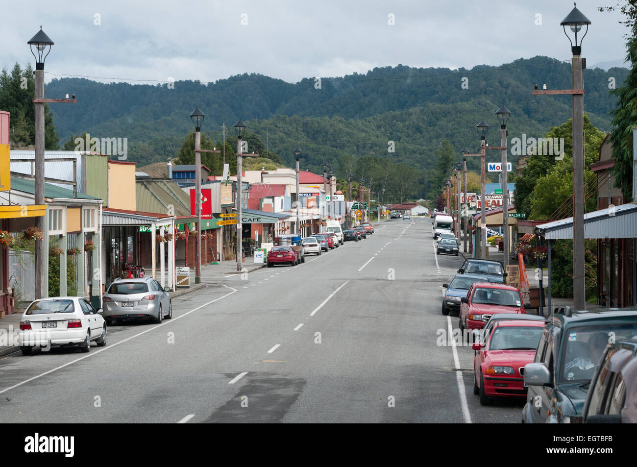 Broadway, Reefton, côte ouest, île du Sud, Nouvelle-Zélande. Banque D'Images