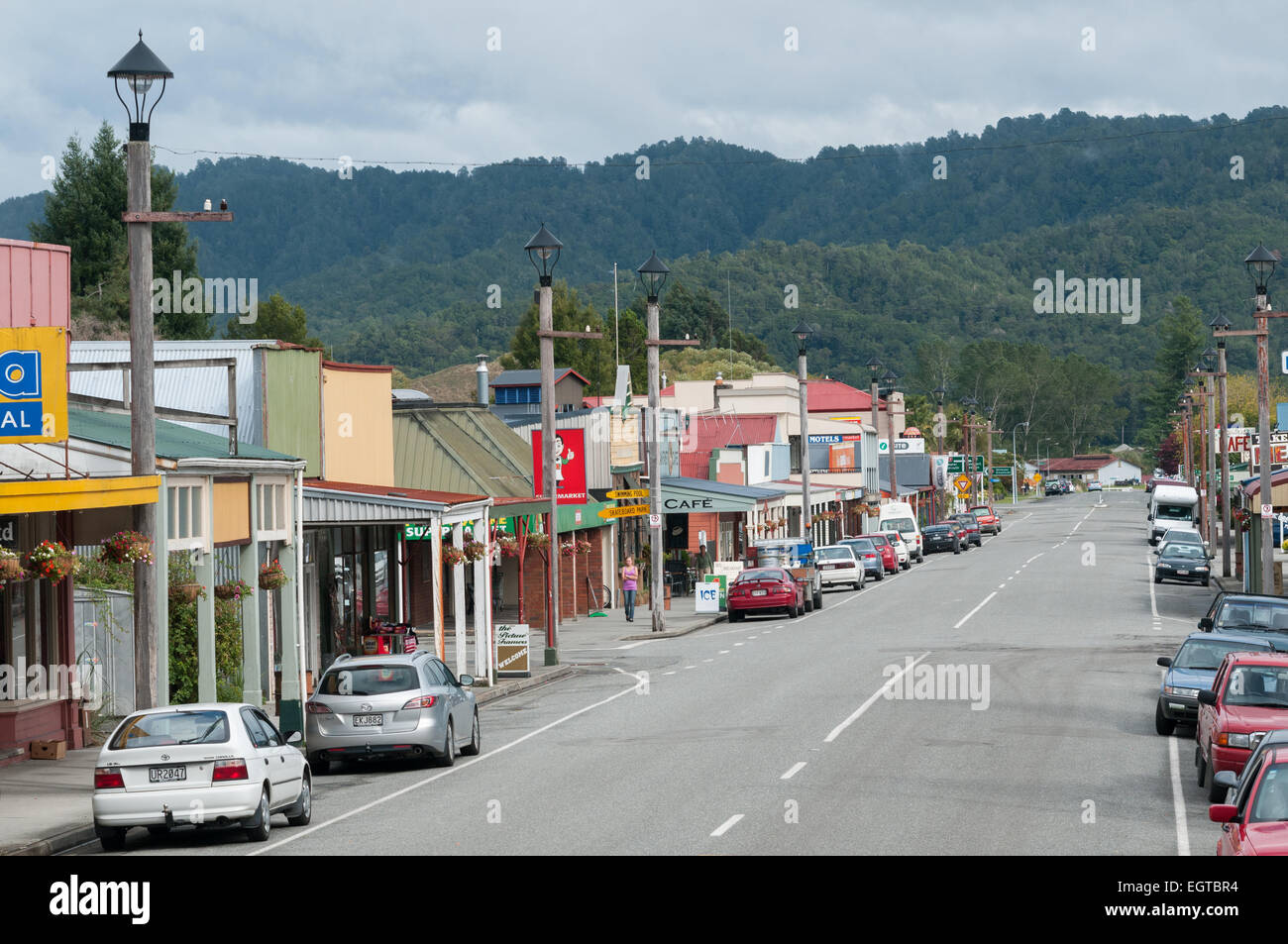 Broadway, Reefton, côte ouest, île du Sud, Nouvelle-Zélande. Banque D'Images