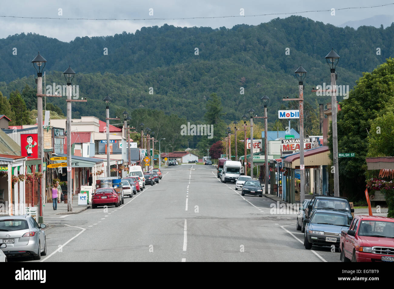 Broadway, Reefton, côte ouest, île du Sud, Nouvelle-Zélande. Banque D'Images