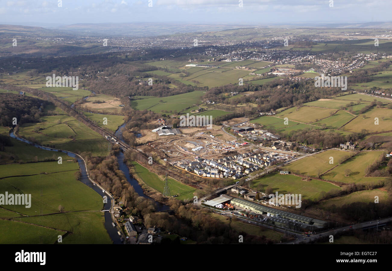 Vue aérienne de verdure l'aménagement des terrains pour le logement dans le Royaume-Uni Banque D'Images