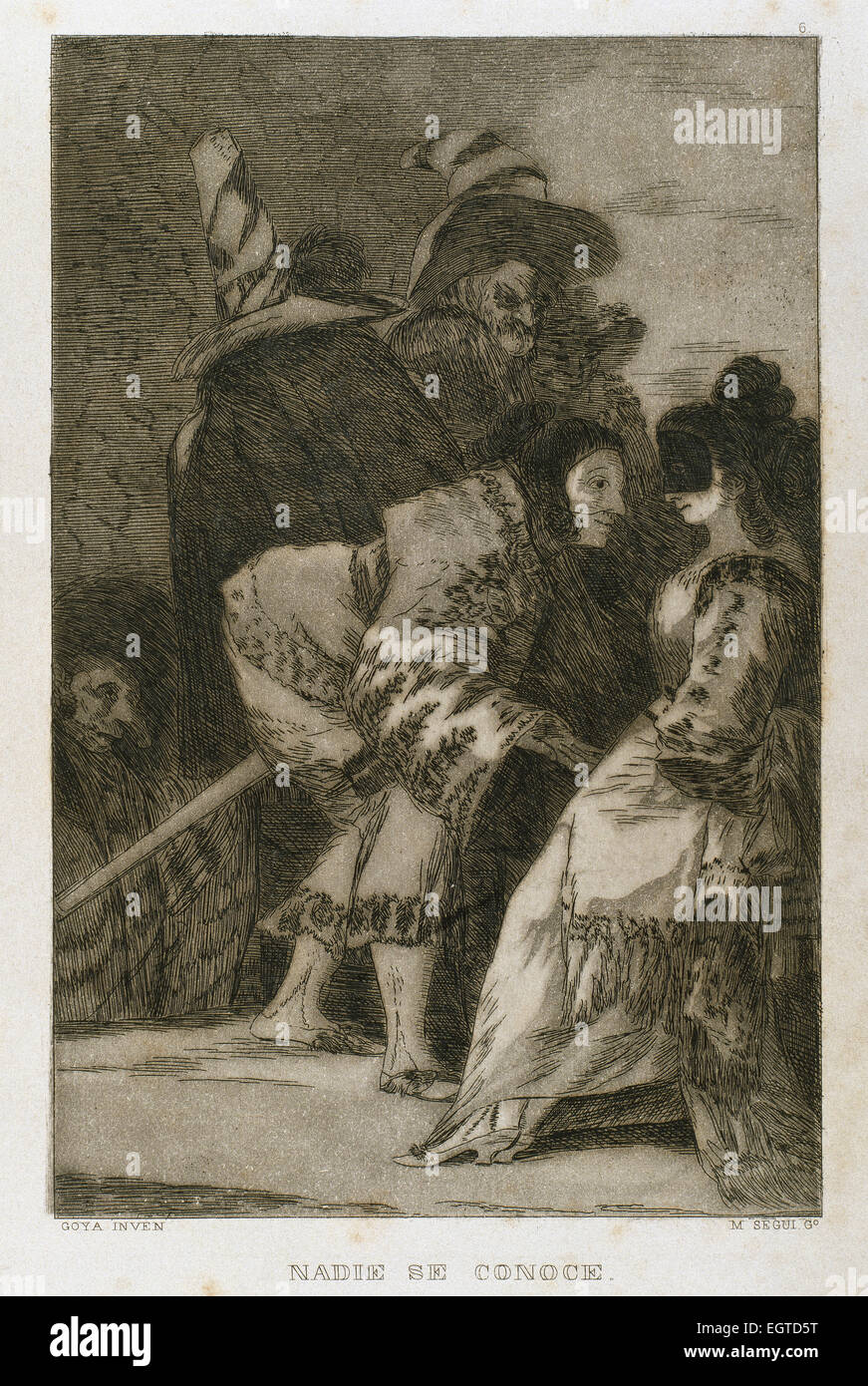 Francisco Goya (1746-1828). De caprices. 6 de la plaque. Personne ne sait lui-même. Musée du Prado. Madrid. L'Espagne. Banque D'Images