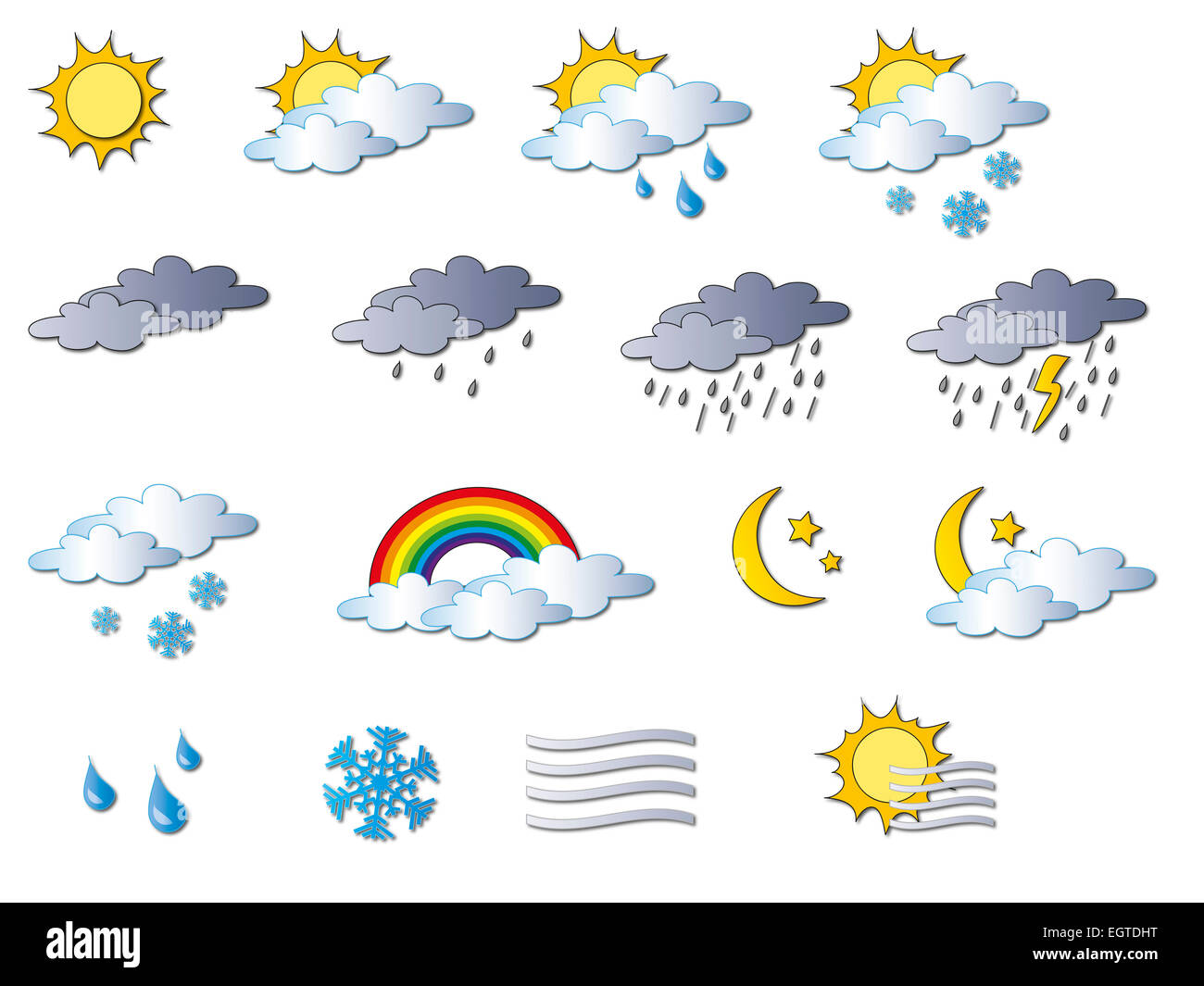 Illustration de cartoon icônes météo Banque D'Images