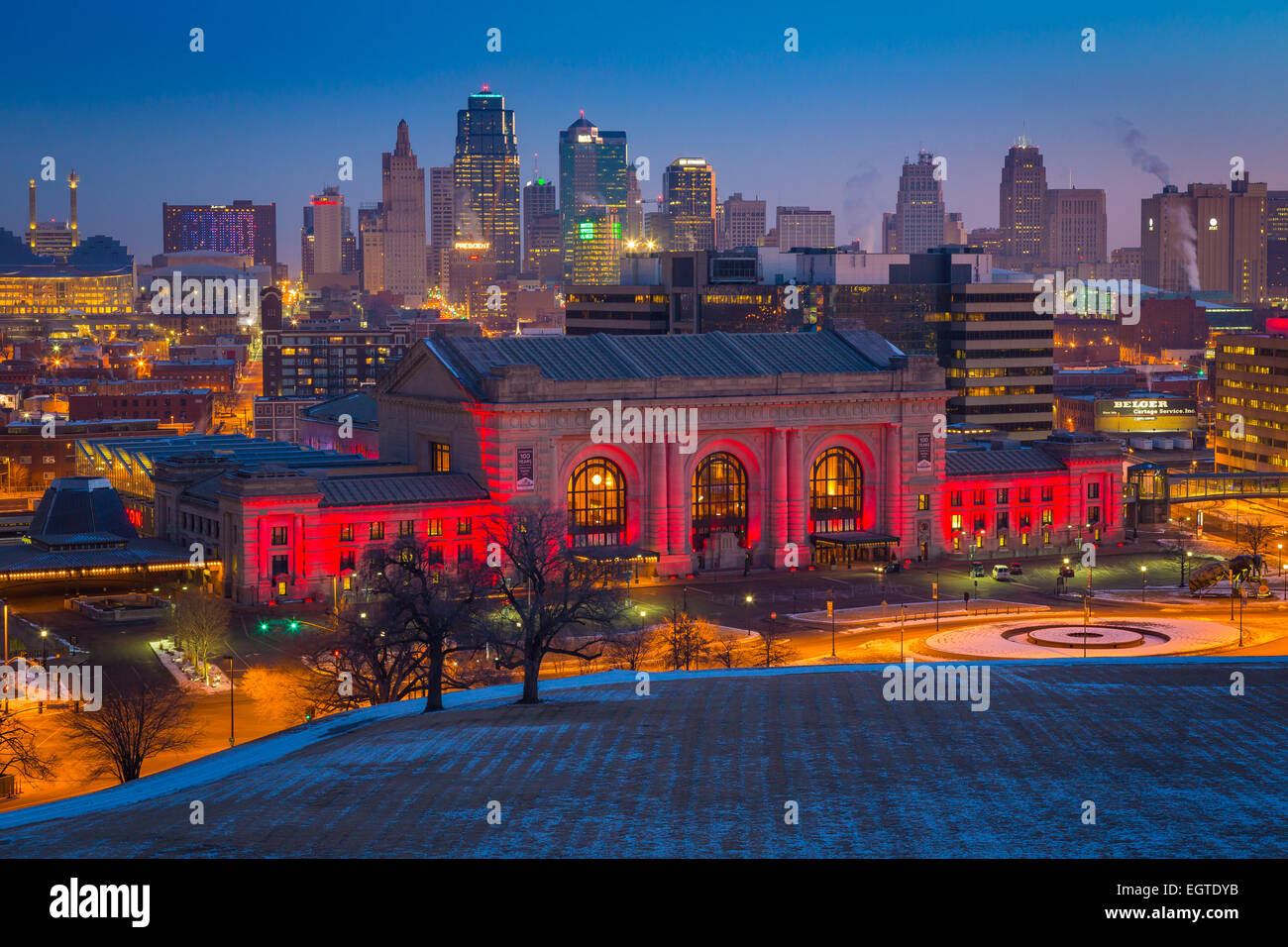 Kansas City (souvent appelé K.C.) est la ville la plus peuplée de l'État américain du Missouri. Banque D'Images