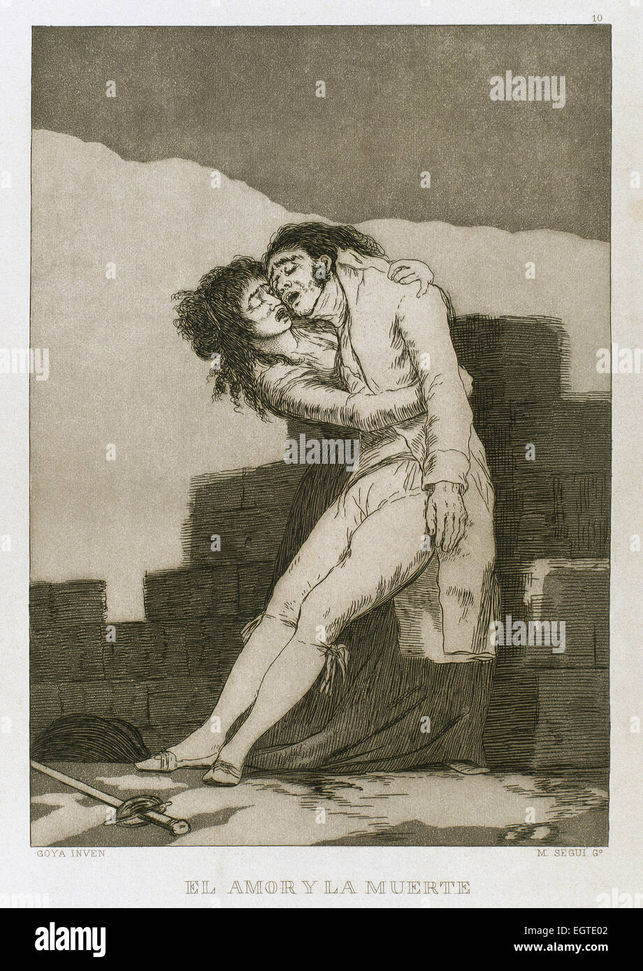 Francisco Goya (1746-1828). De caprices. 10 de la plaque. L'amour et la mort. 18e siècle. Musée du Prado. Madrid. Banque D'Images