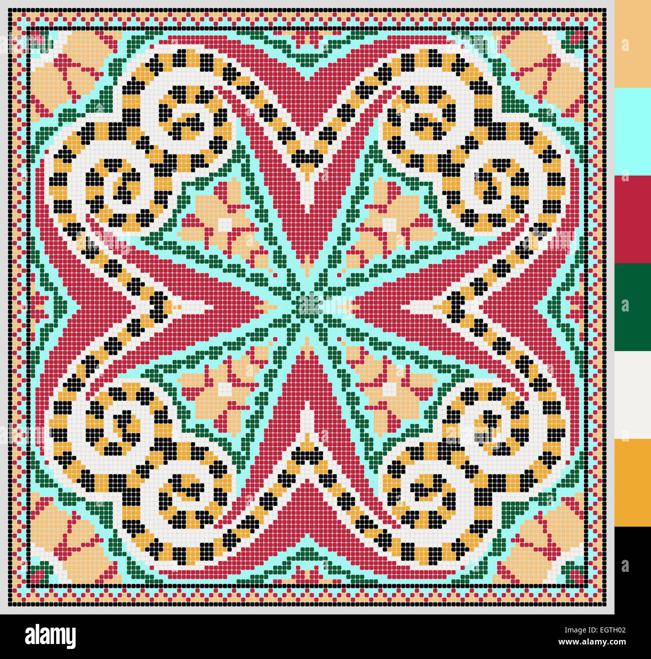 Motif carré géométrique pour cross stitch traditionnels ukrainiens Banque D'Images