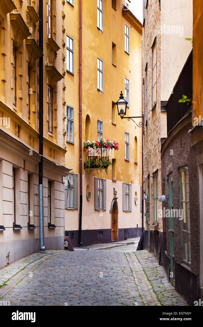 Ruelle de la vieille ville (Gamla Stan) de Stockholm, Suède Banque D'Images