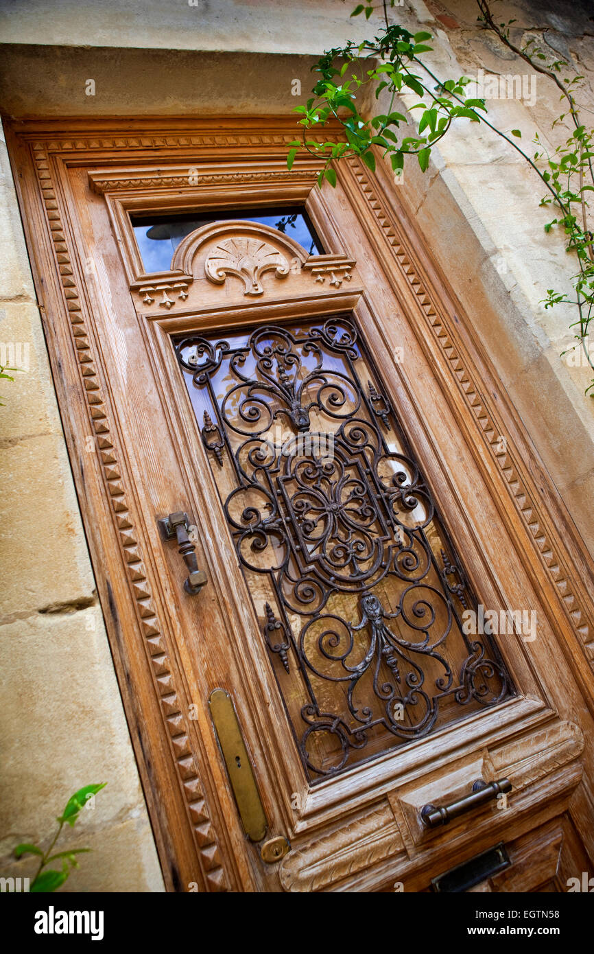 Ancienne Porte En Bois Massif Faite Main, Style Rajesthani, Inde, Début XXe