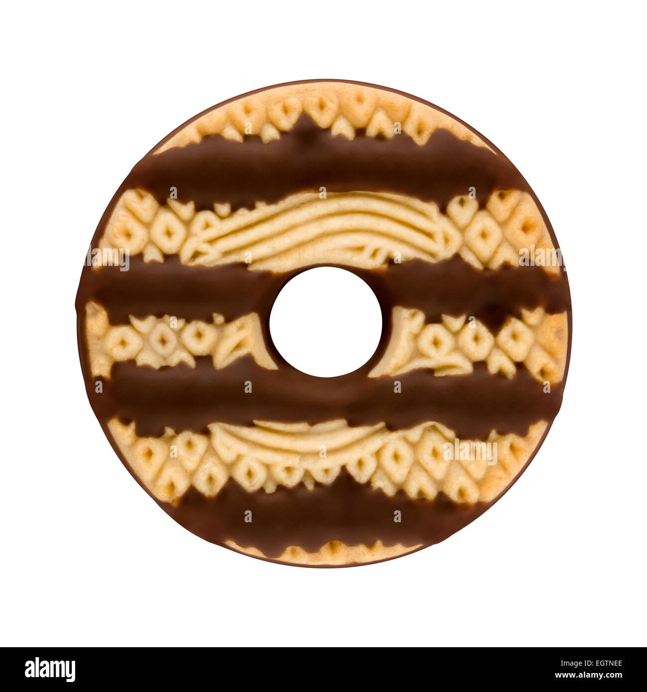 Fudge Cookie à rayures isolé sur blanc. Banque D'Images