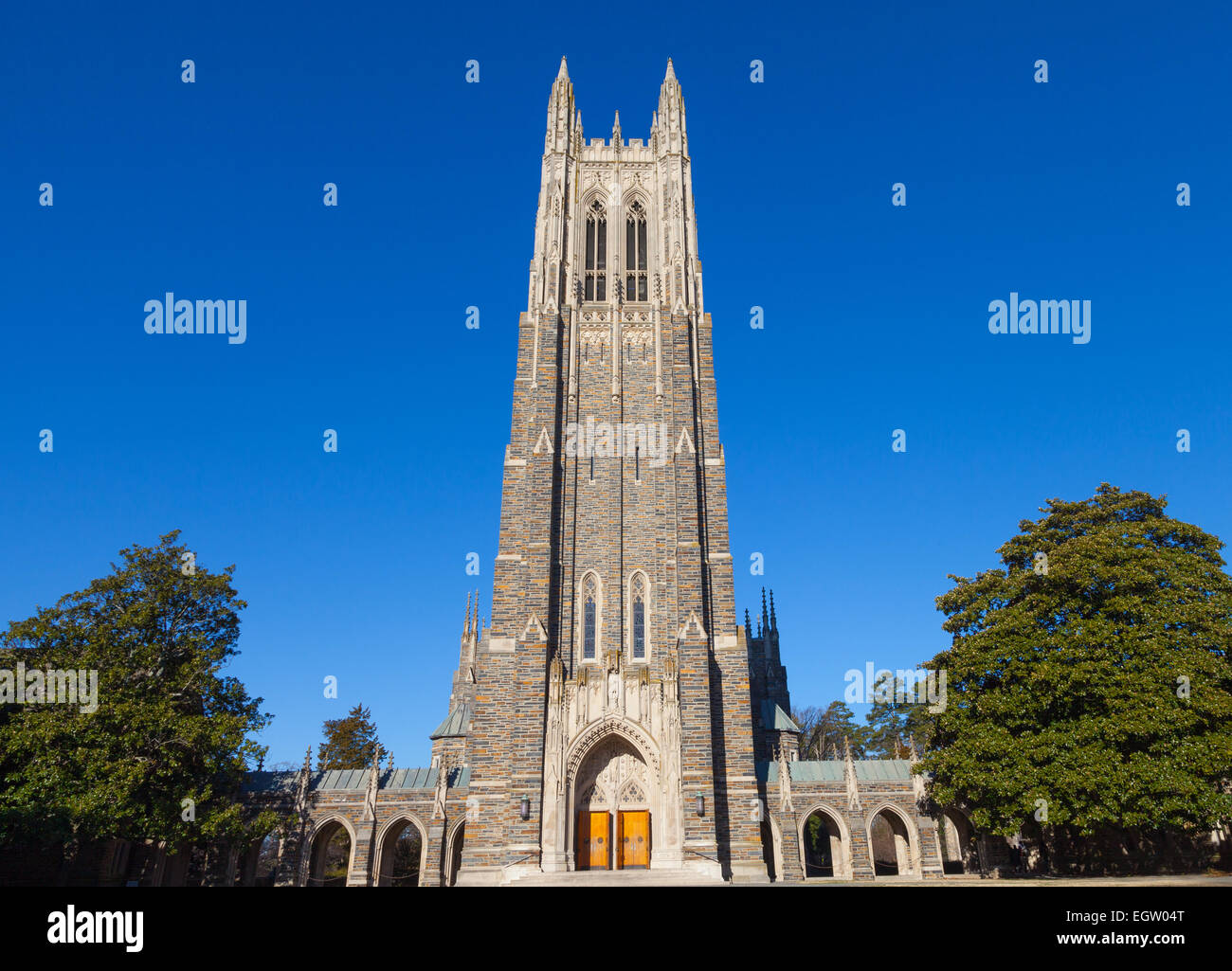 Vue avant du duc chapelle à l'Université Duke Banque D'Images